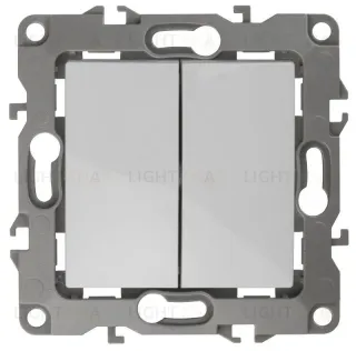 Выключатель двухклавишный ЭРА 12 10AX 250V 12-1104-01 Б0014645 Б0014645