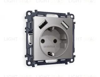Комплект механизма розетки 2USB A+A 18W (быстрая зарядка) с/з Ambrella Volt Alfa MA509010 MA509010