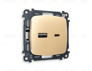 Комплект механизма розетки 2USB A+C 20W (быстрая зарядка) Ambrella Volt Omega MO611010 MO611010