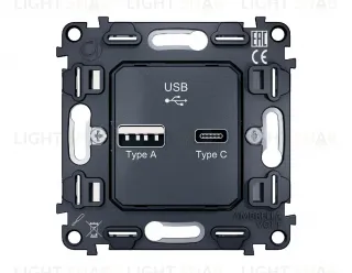 Механизм розетки 2USB A+C 20W (быстрая зарядка) Ambrella Volt Quant VM177 VM177