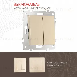Выключатель двухклавишный проходной Arte Milano 206.32-2.shampan 206.32-2.shampan