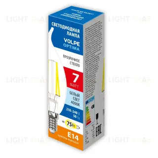 Лампа светодиодная Volpe Optima LED-CW35-7W/4000K/E14/CL/SLF UL-00008341 LED-CW35-7W/4000K/E14/CL/SLF