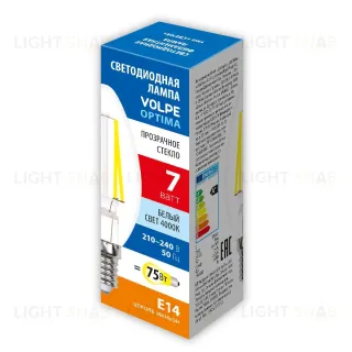 Лампа светодиодная Volpe Optima LED-C35-7W/4000K/E14/CL/SLF UL-00008333 LED-C35-7W/4000K/E14/CL/SLF