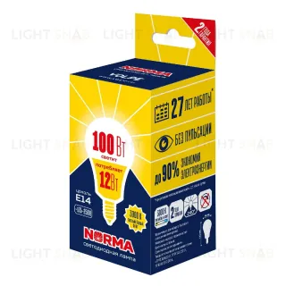 Лампа светодиодная Volpe Norma LED-G60-12W/3000K/E14/FR/NR UL-00010992 LED-G60-12W/3000K/E14/FR/NR