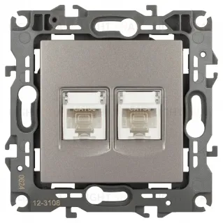 Розетка компьютерная двойная RJ45 Эра 12-3108-16 Б0065665 Б0065665