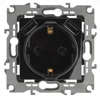 Розетка 2P+E со шторками и 2xUSB Эра 12-4109-06 Б0047845 Б0047845