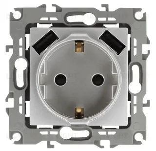 Розетка 2P+E со шторками и 2xUSB Эра 14-4109-03 Б0047869 Б0047869