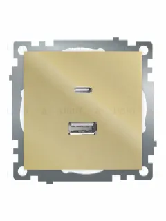 Розетка 2-местная USB + type C Stekker Катрин GLS10-7116-08 50053 50053
