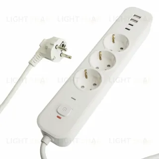 Сетевой фильтр 3-местный с/з и 2 USB-A+2 Type-C 3 Stekker Nova HM21-31-03 50100 50100