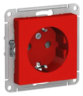 Розетка с/з со шторками Systeme Electric AtlasDesign Красный ATN002045 ATN002045
