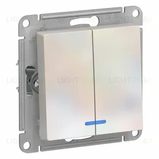 Выключатель 2-клавишный с подсветкой Systeme Electric AtlasDesign Жемчуг ATN000453 ATN000453