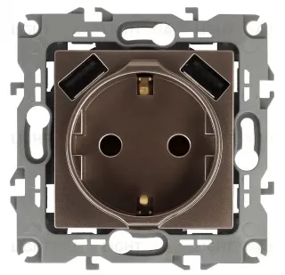 Розетка 2P+E со шторками с 2xUSB Эра 12-4109-13 Б0047847 Б0047847