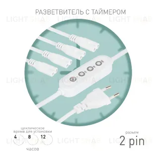 Разветвитель сетевой для линейных светильников Эра 4х IEC C7 2pin+timer (4/8/12 H) 2 м Б0066964 Б0066964