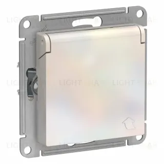 Розетка с/з со шторками с крышкой, 16А Systeme Electric AtlasDesign Жемчуг ATN000446 ATN000446
