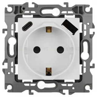 Розетка со шторками с USB type-A+C Эра 12-4108-01 Б0067752 Б0067752