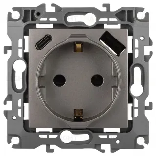 Розетка со шторками с USB type-A+C Эра 12-4108-16 Б0067762 Б0067762