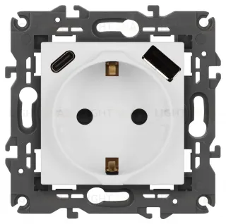 Розетка со шторками с USB type-A+C Эра Elegance 14-4108-01М Б0067710 Б0067710