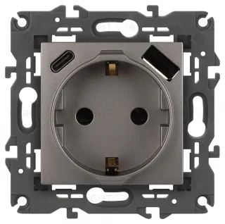 Розетка со шторками с USB type-A+C Эра Elegance 14-4108-16 Б0067695 Б0067695