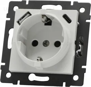 Механизм розетки с быстрой USB зарядкой Arlight SCT-MUAC-PL-WH-V (250V, 16A) 049822 049822