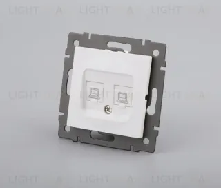 Механизм компьютерной розетки двойной Arlight SCT-MPC2-PL-WH-V (RJ-45, CAT6) 049854 049854