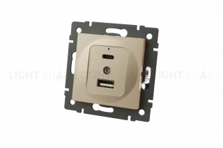 Механизм USB розетки Arlight SCT-MUAC-PL-GD-V (5V, 3A, QC4) 049841 049841