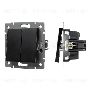 Механизм выключателя двухклавишный непроходной Arlight SWT-MK02-PL-BK-V (250V, 10A) 049888 049888