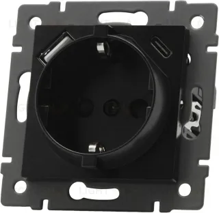 Механизм розетки с USB зарядкой Arlight SCT-MUAC-PL-BK-V (250V, 16A) 049830 049830