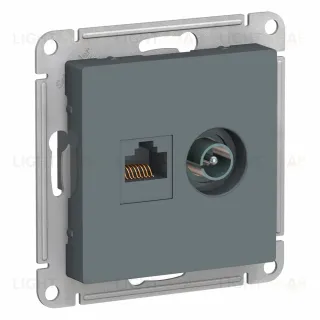 Розетка двойная комп+ТВ, RJ45+TV, кат.5E Systeme Electric AtlasDesign Грифель ATN000789 ATN000789