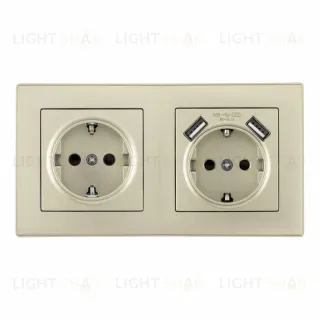 Розетка двойная (двухпостовая) с USB Arte Milano SET06-2-47-1-40-1 shampan SET06-2-47-1-40-1 shampan