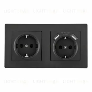 Розетка двойная (двухпостовая) с USB Arte Milano SET06-2-47-1-40-1 black SET06-2-47-1-40-1 black