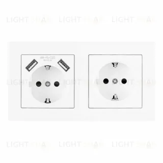 Розетка двойная (двухпостовая) c USB Arte Milano SET06-2-47-1-40-1 white SET06-2-47-1-40-1 white