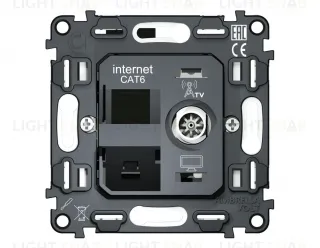 Механизм розетки компьютерной + TV оконечной RJ-45 (8P8C) CAT6/50-870 MHz 1dB с автоматической защитной шторкой QUANT Ambrella Volt VM195 VM195