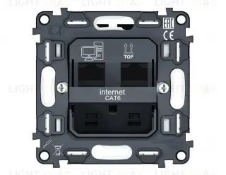 Механизм компьютерной двойной розетки RJ-45 (8P8C) CAT6 с автоматической защитной шторкой QUANT Ambrella Volt VM189 VM189