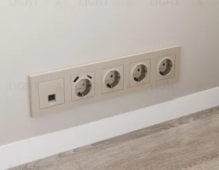 Комплект мех-ма компьютерной розетки RJ-45 экранированной с автоматической защитной шторкой Alfa Серо-бежевый матовый Quant Ambrella Volt MA372005 (AP3720, VM185) MA372005