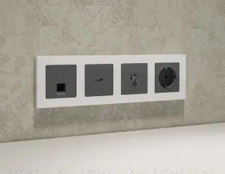 Комплект механизма компьютерной розетки RJ-45 экранированной с автоматической защитной шторкой Alfa Антрацит серый Quant Ambrella Volt MA662005 (AP6620, VM185) MA662005