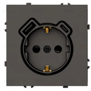 Розетка 1-местная з/ш с/з 16А + USB + Type C (механизм) Stekker Эмили RST16-5119-09 антрацит soft touch 50361 50361