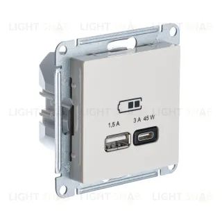 Розетка A + тип-C 45W высокоскор.заряд. QC,PD, мех. Systeme Electric AtlasDesign Беж ATN000229 ATN000229