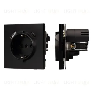 Механизм розетки с USB зарядкой Arlight SCT-TENDO-MUAC-PL-BK (230V, 16A) 054087 054087