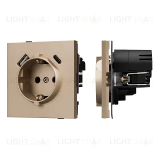 Механизм розетки с USB зарядкой Arlight SCT-TENDO-MUAC-PL-GD (230V, 16A) 054089 054089