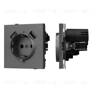 Механизм розетки с USB зарядкой Arlight SCT-TENDO-MUAA-SFPL-GR (230V, 16A) 054605 054605