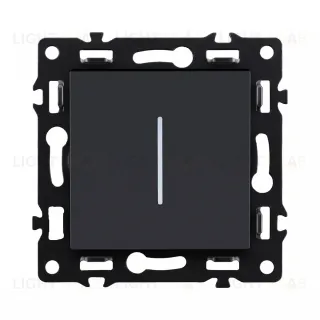 Выключатель 1-клавишный проходной 10А/250В с LED подсветкой, черный Kollinger Asthetik AS-008BK AS-008BK
