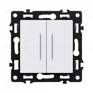 Выключатель 2-клавишный 10А/250В с LED подсветкой, белый Kollinger Asthetik AS-010WH AS-010WH