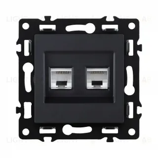 Розетка двойная Ethernet RJ45 Cat.6, черный Kollinger Asthetik AS-018BK AS-018BK
