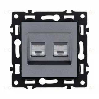 Розетка двойная Ethernet RJ45 Cat.6, серый Kollinger Asthetik AS-018GY AS-018GY