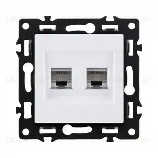 Розетка двойная Ethernet RJ45 Cat.6, белый Kollinger Asthetik AS-018WH AS-018WH