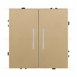 Выключатель 2-клавишный проходной 10А/250В с LED подсветкой, золотой Kollinger Eclipse EC-011GD EC-011GD