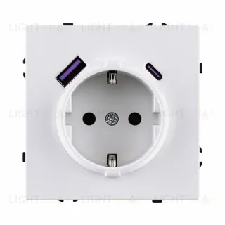 Розетка штепсельная SCHUKO 16A/250 В с USB A+C 20W, белый глянцевый Kollinger Eclipse EC-016WG EC-016WG
