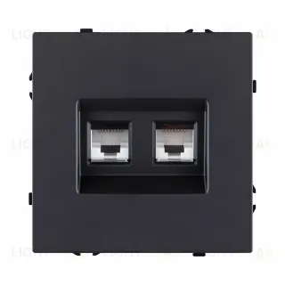 Розетка двойная Ethernet RJ45 Cat.6, черный матовый Kollinger Eclipse EC-018BK EC-018BK
