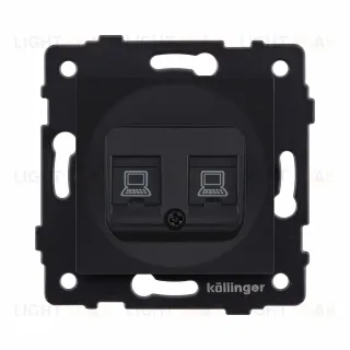 Розетка двойная Ethernet RJ45 Cat.6, черный матовый Kollinger REA-019BM для Aspekt, Eleganz, Reflex REA-019BM