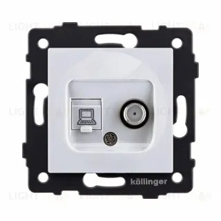 Розетка двойная спутниковая SAT + RJ45 Cat.6, белый Kollinger REA-022WH для Aspekt, Eleganz, Reflex REA-022WH